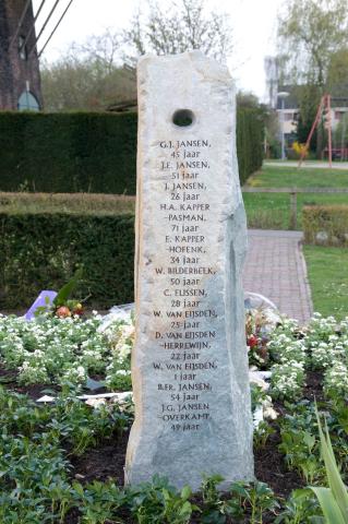 Het monument met hun naam ter ere van die stierven door de V1