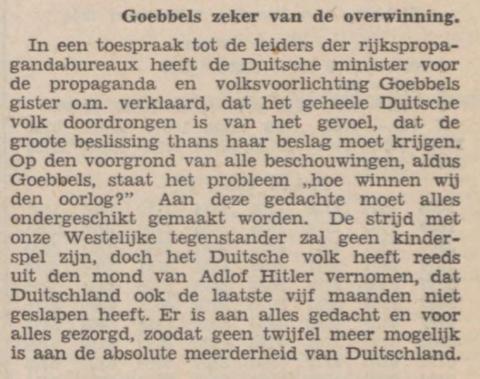 Goebbels zeker van de overwinning