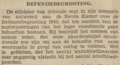 Minister van defensie: geen behoefte aan motorisering van het leger