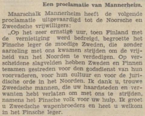 Zweedse vrijwilligers vechten mee met Finland