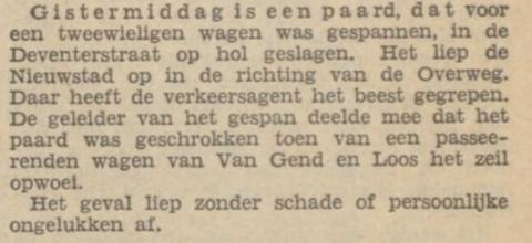 Paard op hol op de Deventerweg