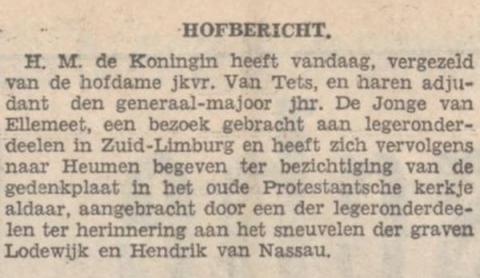 Hofbericht: Kon. Wilhelmina bezoekt legeronderdeel