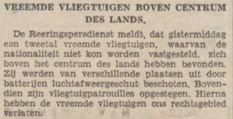 Weer vreemde vliegtuigen beschoten