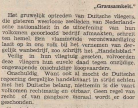 Duitsers schieten op Hollandse schepen