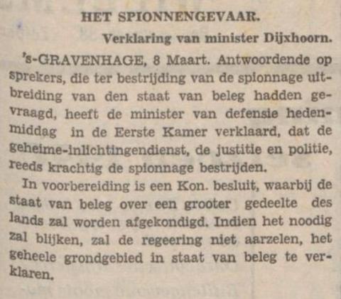 Spionage wordt serieus genomen