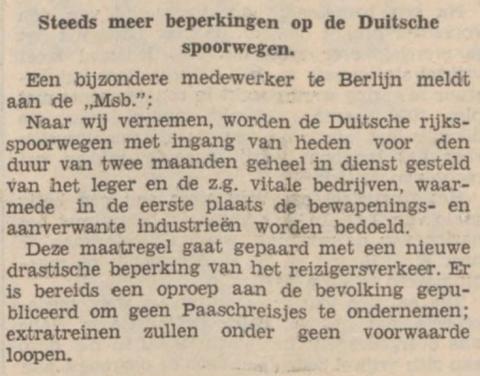 Duits spoor in dienst gesteld van leger