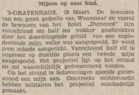 Zeemijnen ontploffen op het strand