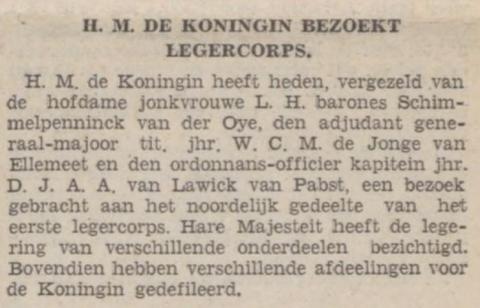 Defilé voor koningin Wilhelmina