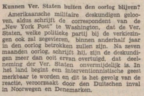 Kan de VS buiten de oorlog blijven?