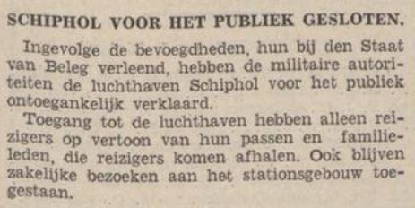 Schiphol gaat dicht