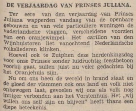 Juliana's verjaardag zonder luidruchtig feestbetoon