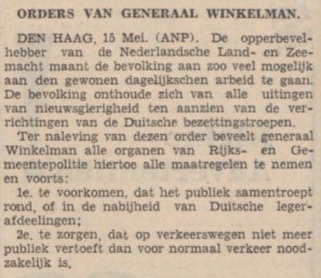Orders van generaal Winkelman