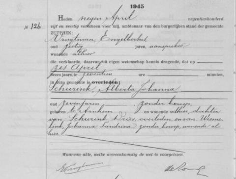 Uittreksel uit het overlijdensregister der Gemeente Zutphen