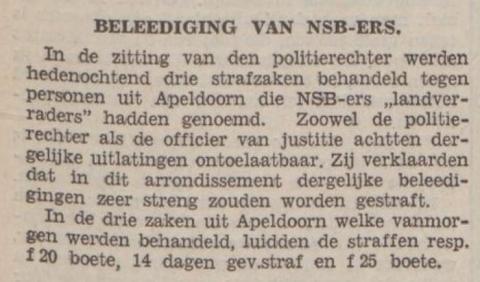 Proces-verbaal voor beledigen NSB-er