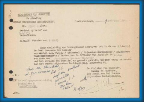 Info van het Min. van Justitie over SS-broer Jan Komman