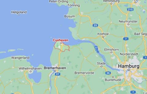 Cuxhaven boven Hamburg waar hij overleed