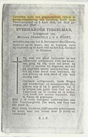 Overlijdensadvertentie van Everhardus