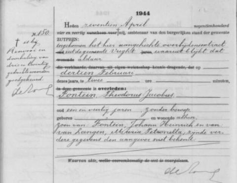 Uittreksel uit het overlijdensregister der Gemeente Zutphen