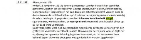 Vermelding van haar huwelijk