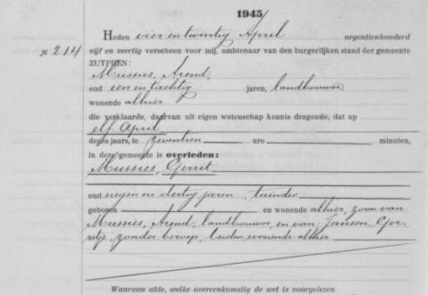 Uittreksel uit het overlijdensregister der Gemeente Zutphen