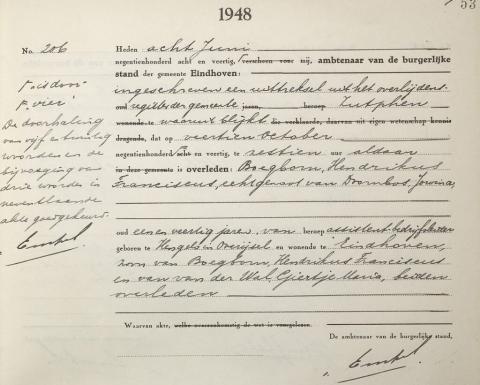 Uittreksel uit het overlijdensregister der gemeente Zutphen