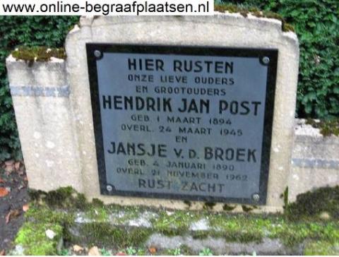 Grafsteen van het graf dat hij met zijn vrouw deelt