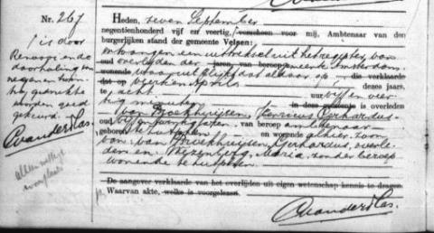 Uittreksel uit het overlijdensregister der gemeente Velsen