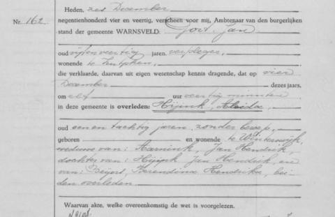 Uittreksel uit het overlijdensregister der Gemeente Zutphen