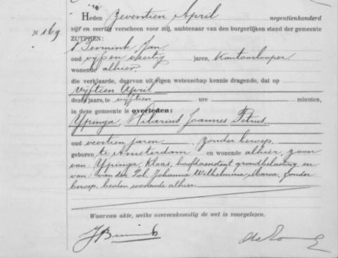 Uittreksel uit het overlijdensregister der Gemeente Zutphen