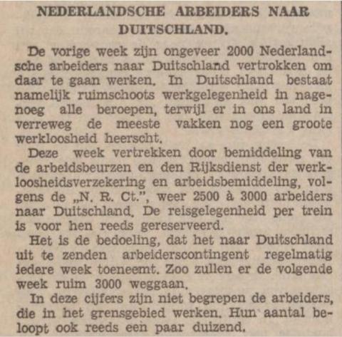 Nederlandse arbeiders naar Duitsland