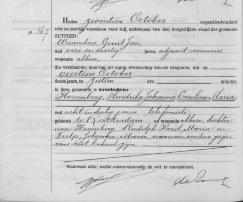 Uittreksel uit het overlijdensregister der Gemeente Zutphen