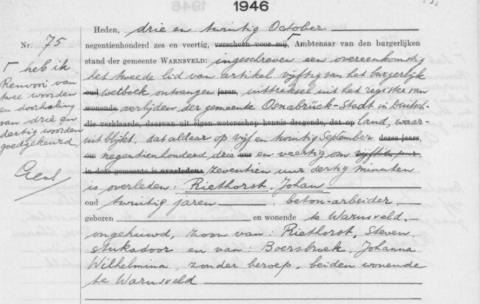 Uittreksel uit het overlijdensregister der Gemeente Warnsveld