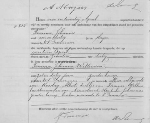 Uittreksel uit het overlijdensregister der Gemeente Zutphen