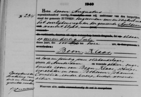 Uittreksel uit het overlijdensregister der Gemeente Zutphen