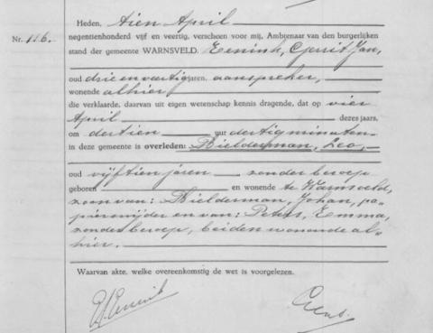 Uittreksel uit het overlijdensregister der Gemeente Zutphen