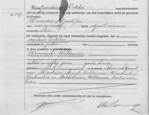 Uittreksel uit het overlijdensregister der Gemeente Zutphen