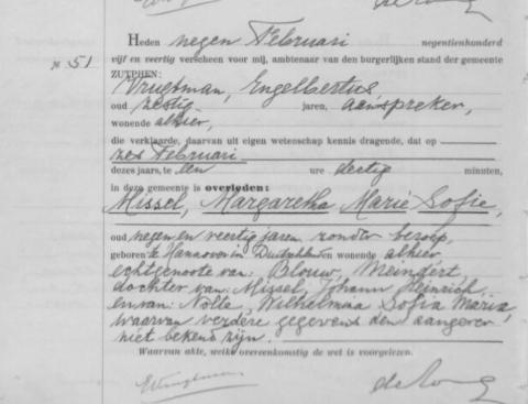 Uittreksel uit het overlijdensregister der Gemeente Zutphen