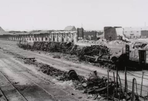 De restanten van de munitietrein