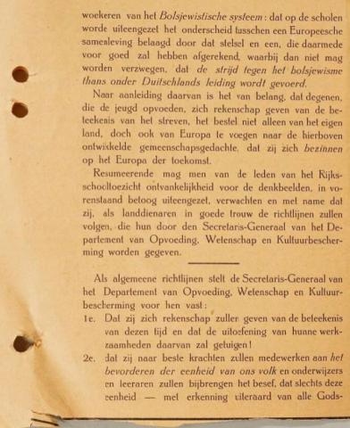 'Richtlijnen' voor de nazificeering van het Onderwijs
