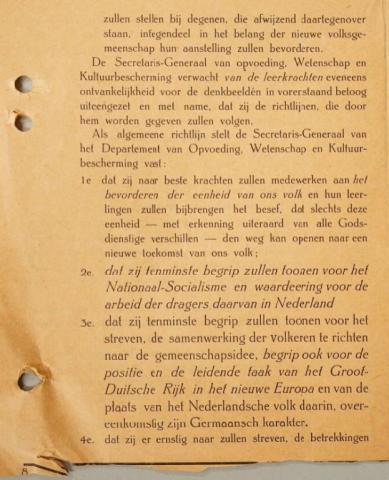 'Richtlijnen' voor de nazificeering van het Onderwijs
