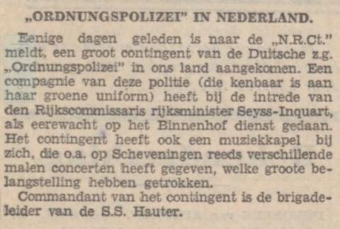 Ordnungpolizei met eigen SS-band