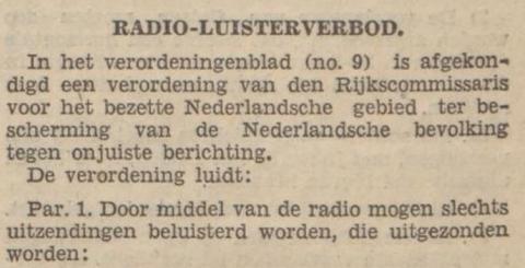 Radio Luister Verbod aangekondigd