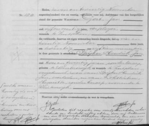 Uittreksel uit het overlijdensregister der Gemeente Warnsveld