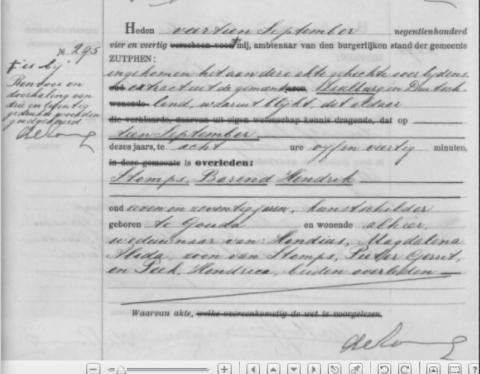 Uittreksel uit het overlijdensregister der Gemeente Zutphen