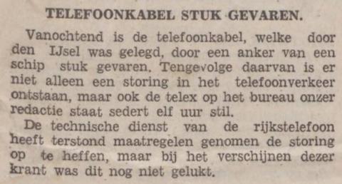 Telefoonkabel stuk gevaren