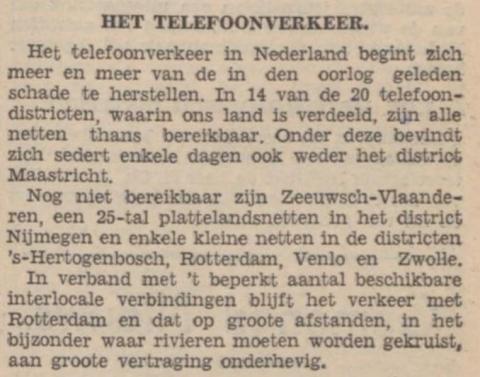 Langzamerhand herstelt het telefoonverkeer