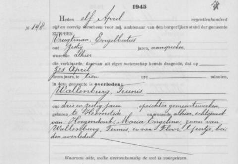Uittreksel uit het overlijdensregister der Gemeente Zutphen
