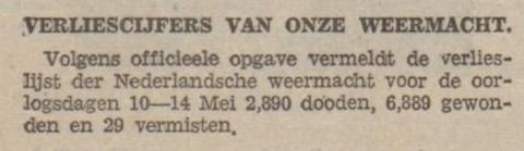 Verliescijfers Hollandse leger bekend