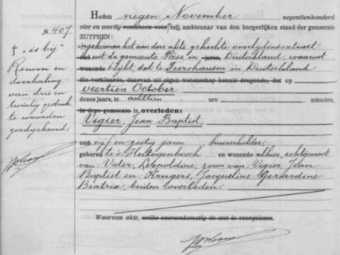 Uittreksel uit het overlijdensregister der Gemeente Zutphen