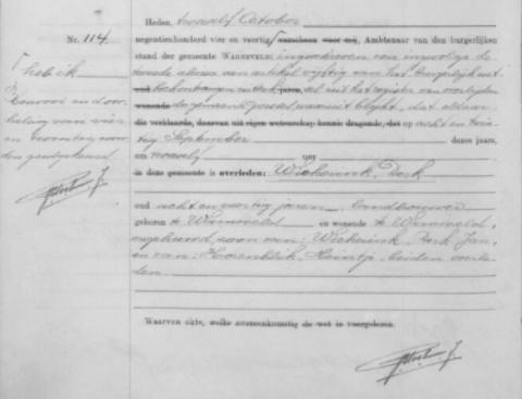 Uittreksel uit het overlijdensregister der Gemeente Warnsveld
